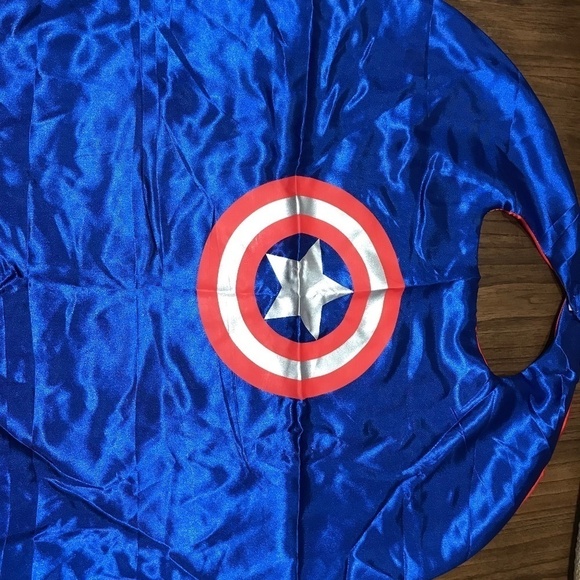 Captain America Super Hero Cape Velcro 27"x27" Reversible Costume Book Parade - Picture 2 of 6